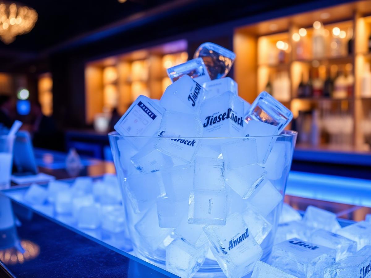 Corporate event bar with premium ice