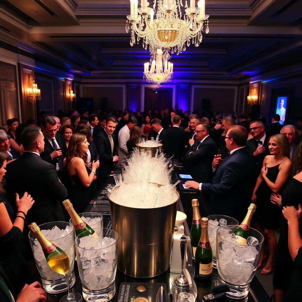 Corporate gala with champagne on ice